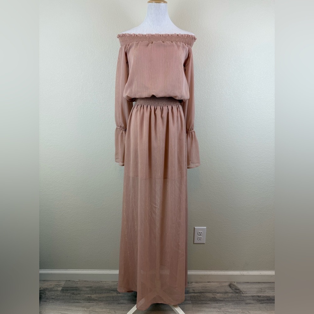Show Me Your MuMu‎ Pink Ruffle Smocked Maxi Dress Size XS